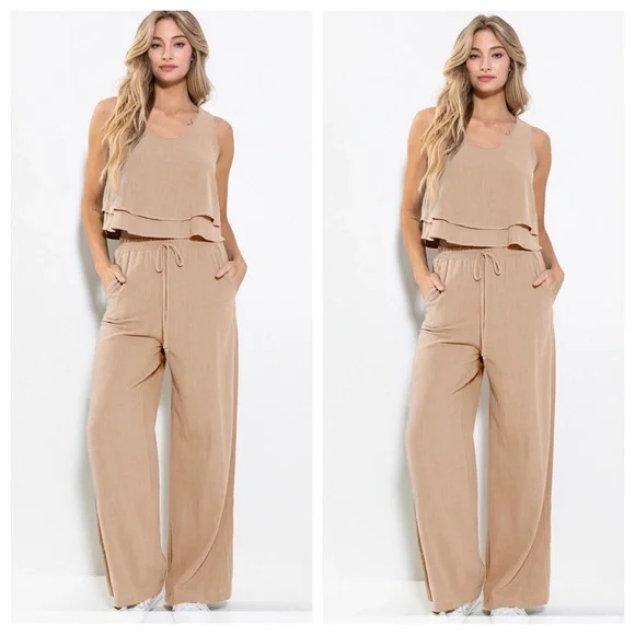 29 Linen Sleeveless Top and Pants Set - Picture 1 of 7